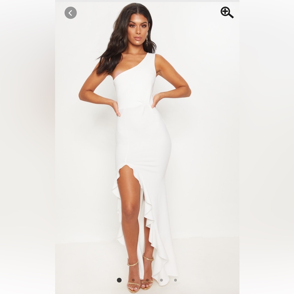 PLT One Shoulder Ruffle Hem Maxi Dress